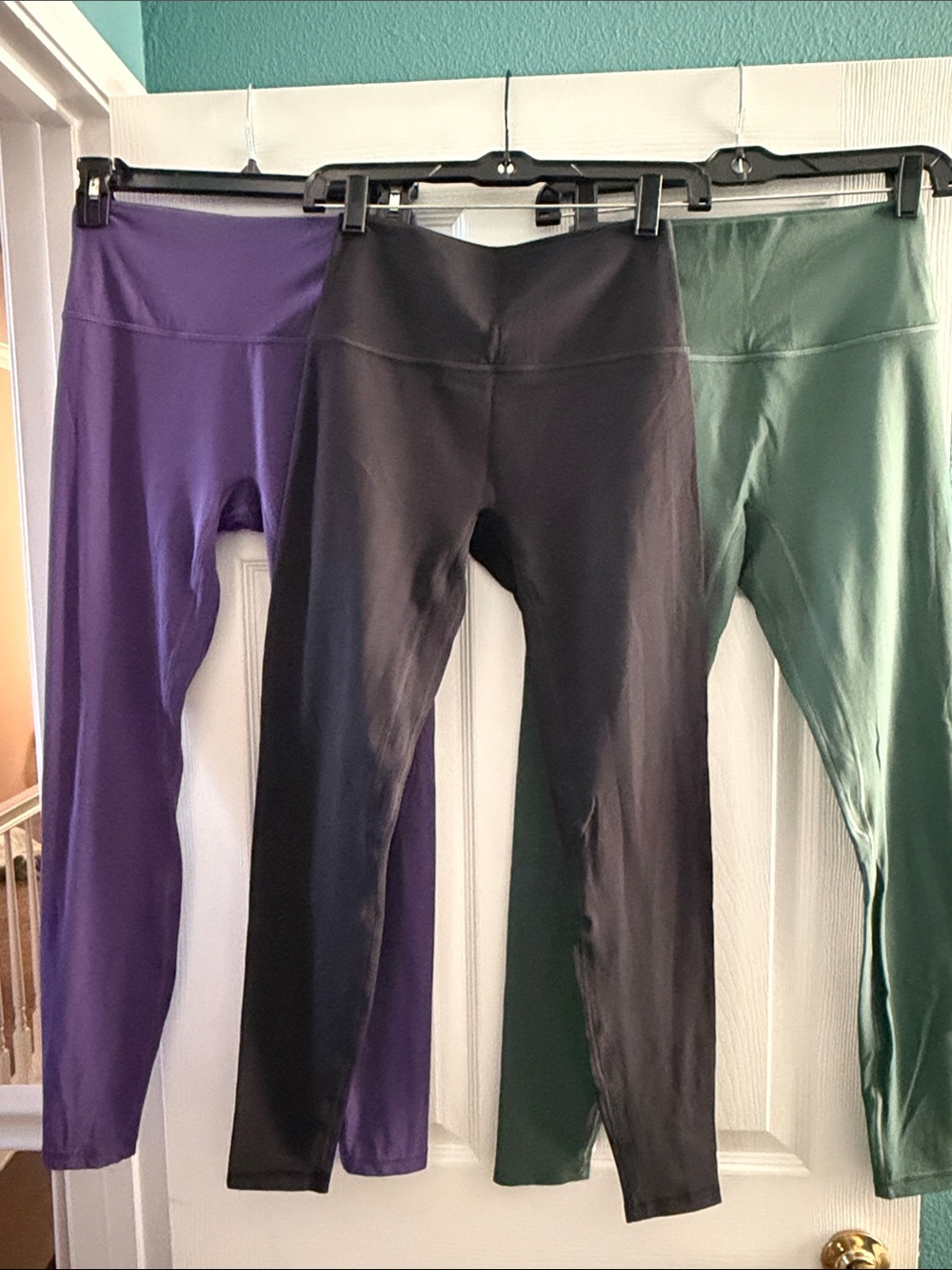 Colorfulkoala High-Waist Performance Legging Bundle- Purple, Black, Green